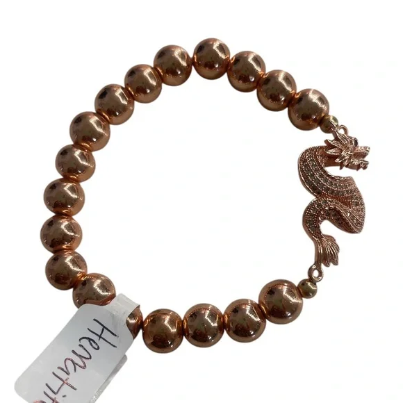 Rose Gold Hematite, Dragon,Stretch, Bracelet - Picture 6 of 6